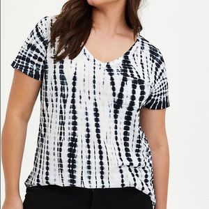 Torrid V-Neck Heritage Slub Tee Black Tie-Dye NWT